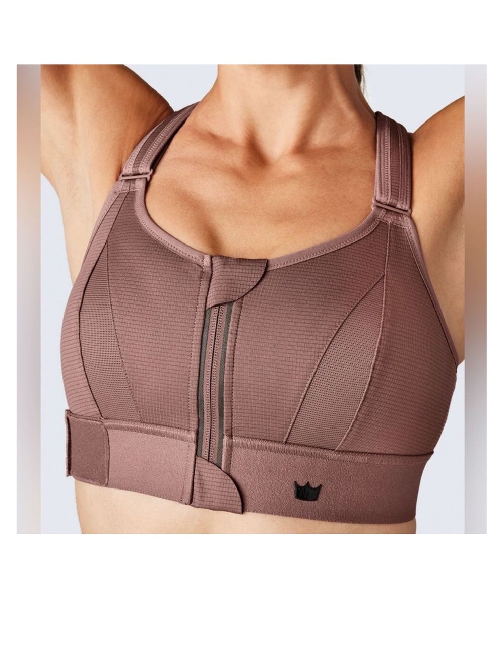 SHEFIT Ultimate Sports Bra XS Rose Taupe NEW Zip Front Wireless